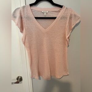 Ella Moss Pink Ribbed Cap Sleeve Tee